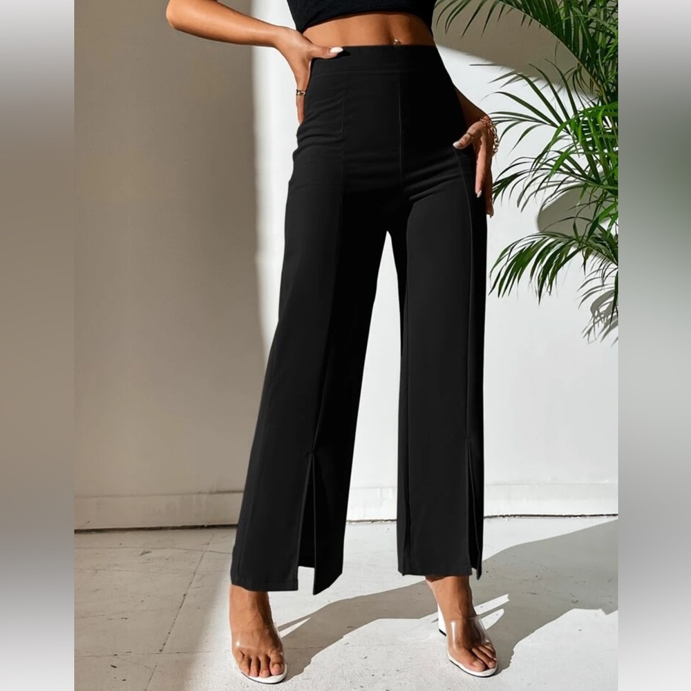 Split Hem Straight Leg Pants